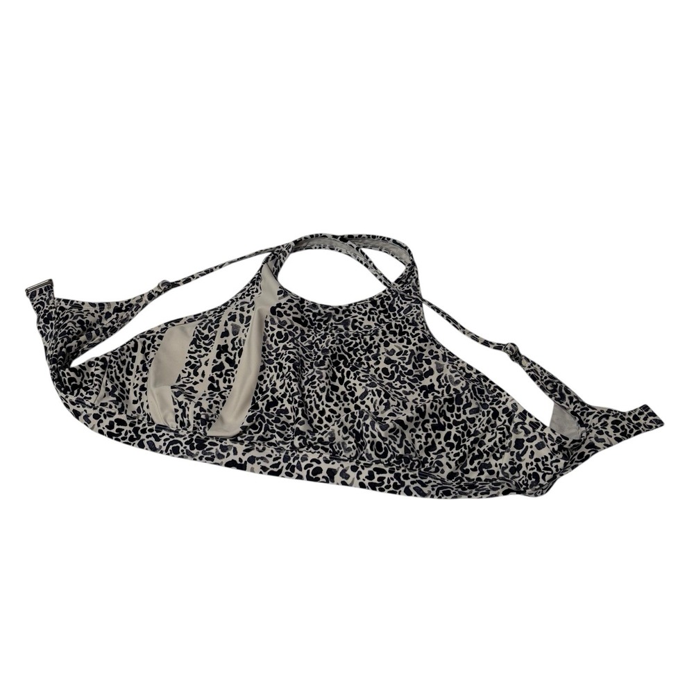 Athleta Zimbabwe‎ Animal Print High Neck Swim Bikini Top SZ 38 B/C Underwire